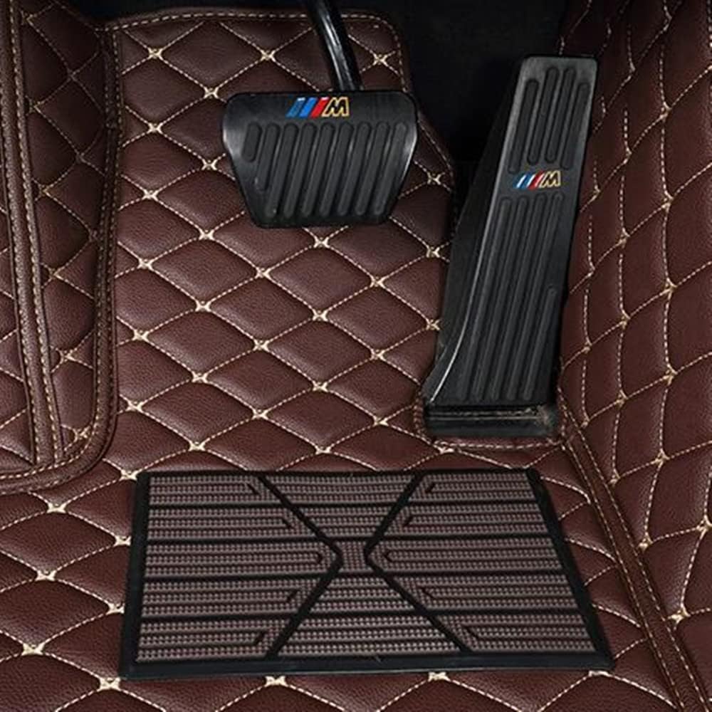 Custom All-Weather Protection Luxury Leather Floor Mats for Cars SUVs Trucks According Anti-Slip Leather Floor mats ﻿ (24,Beige and Black White)