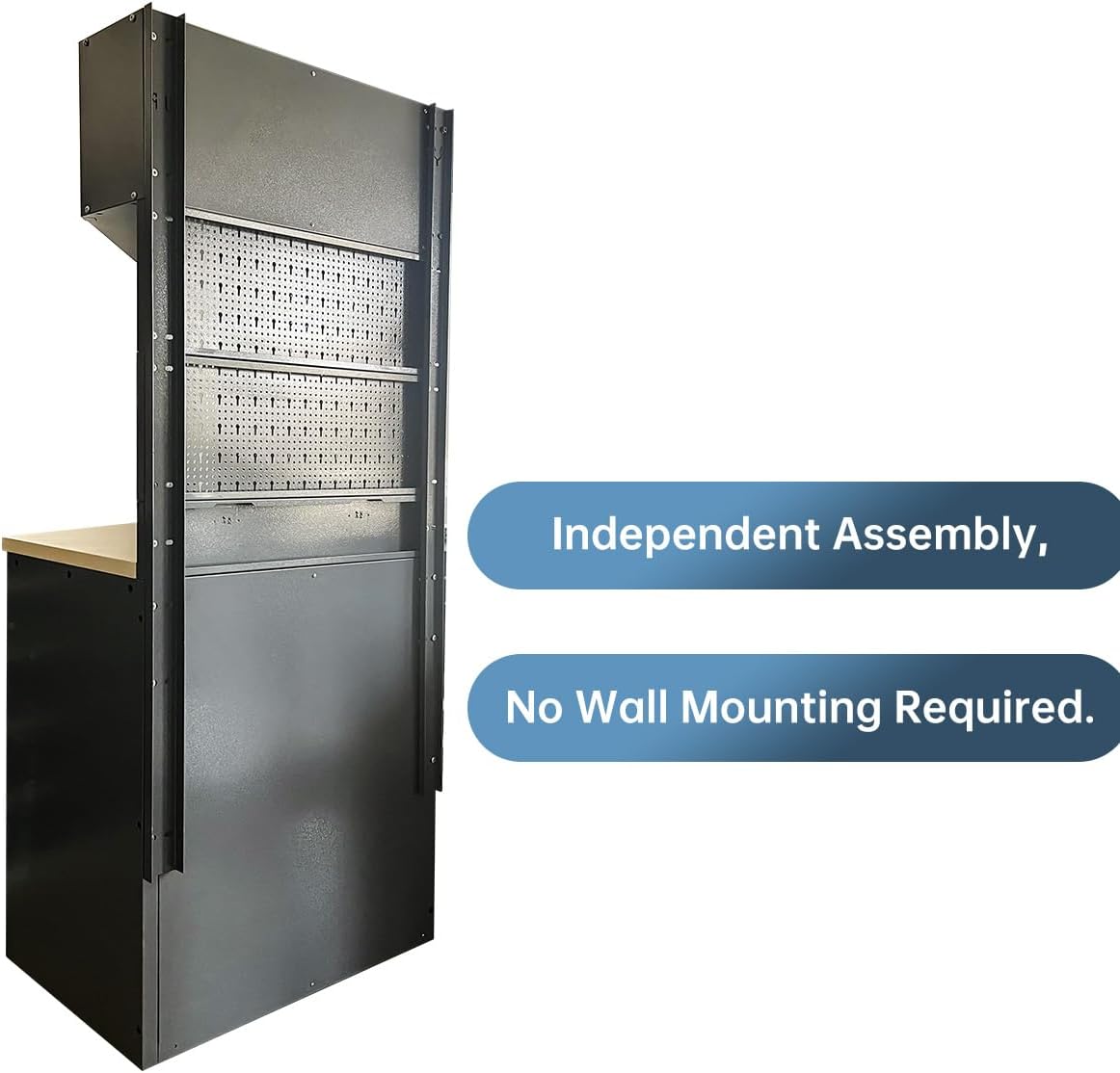 JZD Garage Workshop Storage Cabinet Set, Included Pegboard Back Panel, No Wall Mounting Needed, for Utility Room Pantry
