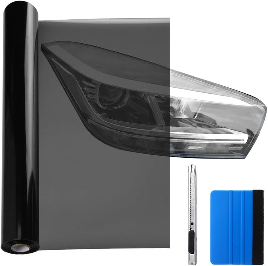 Pangda 16" x20ft Long Headlight Taillight Vinyl Tint Wrap Roll 40% VLT Self Adhesive Tail Light Tint Fog Lights Films with Scraper Vinyl Film Sticker Roll Car Accessories(Light Black)