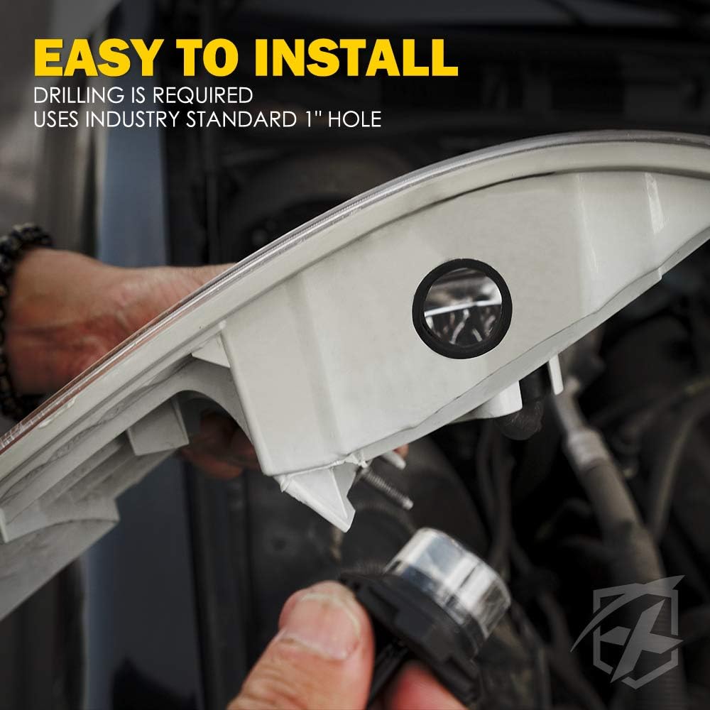 Xprite White Amber LED Hideaway Strobe Lights Kit 20 Flashing Patterns w/Control Panel Headlights Taillights Fog Marker Light Mounting, for Construction Emergency Vehicles Trucks SUV Vans Cars 6 PCs