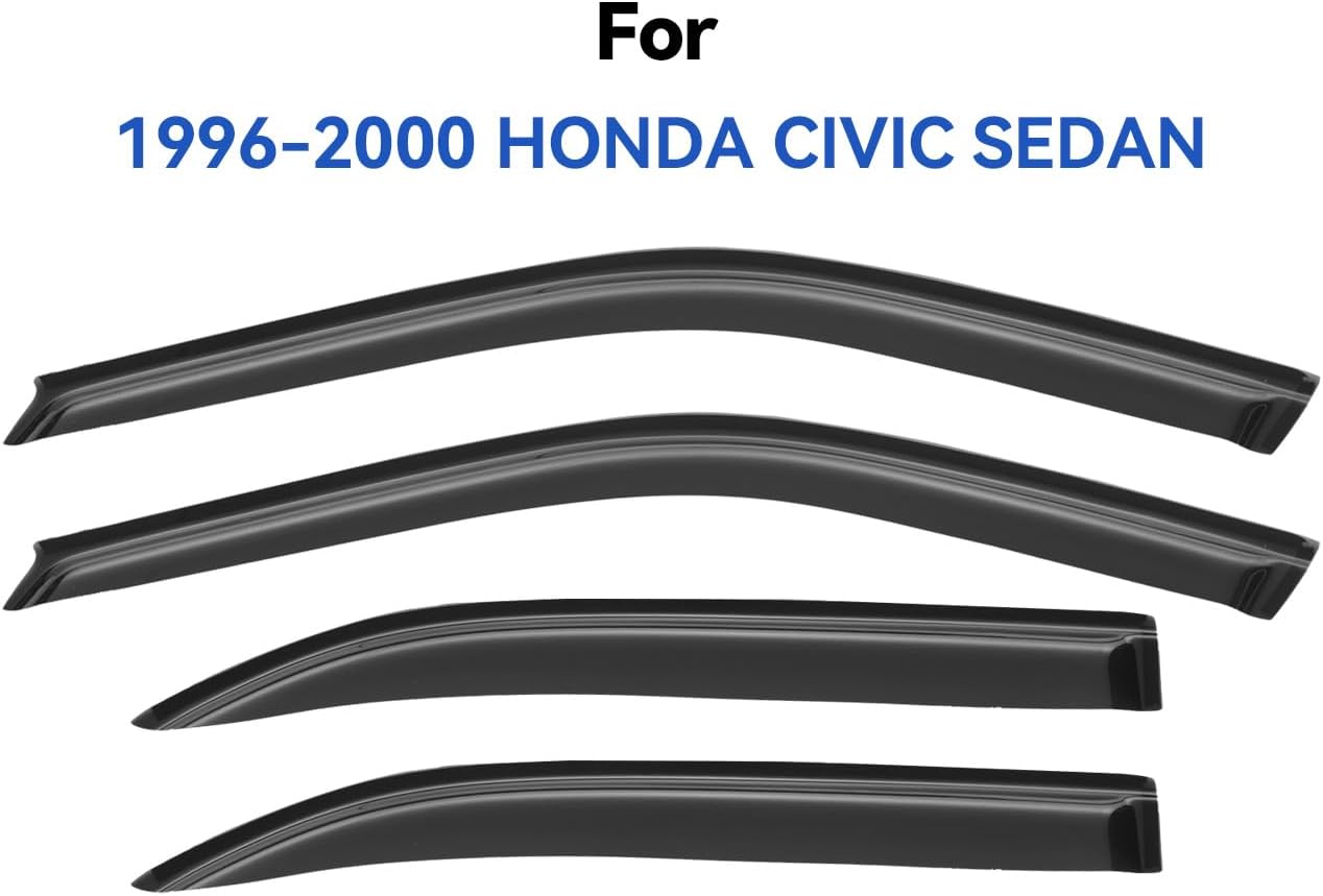 Window Visors Rain Guards Shield for 1996-2000 Honda Civic Sedan, Out-Channel Window Vent Wind Deflectors Visors Shades for 96-00 Civic