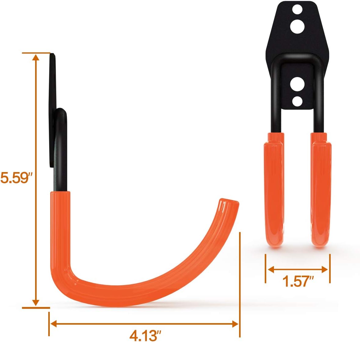 Garage Storage Utility Hooks，Garage Garden Tool Organizer，Steel Wall Mount Hooks, Large Garden U Hooks （2 Pack） (Type-2-Orange)