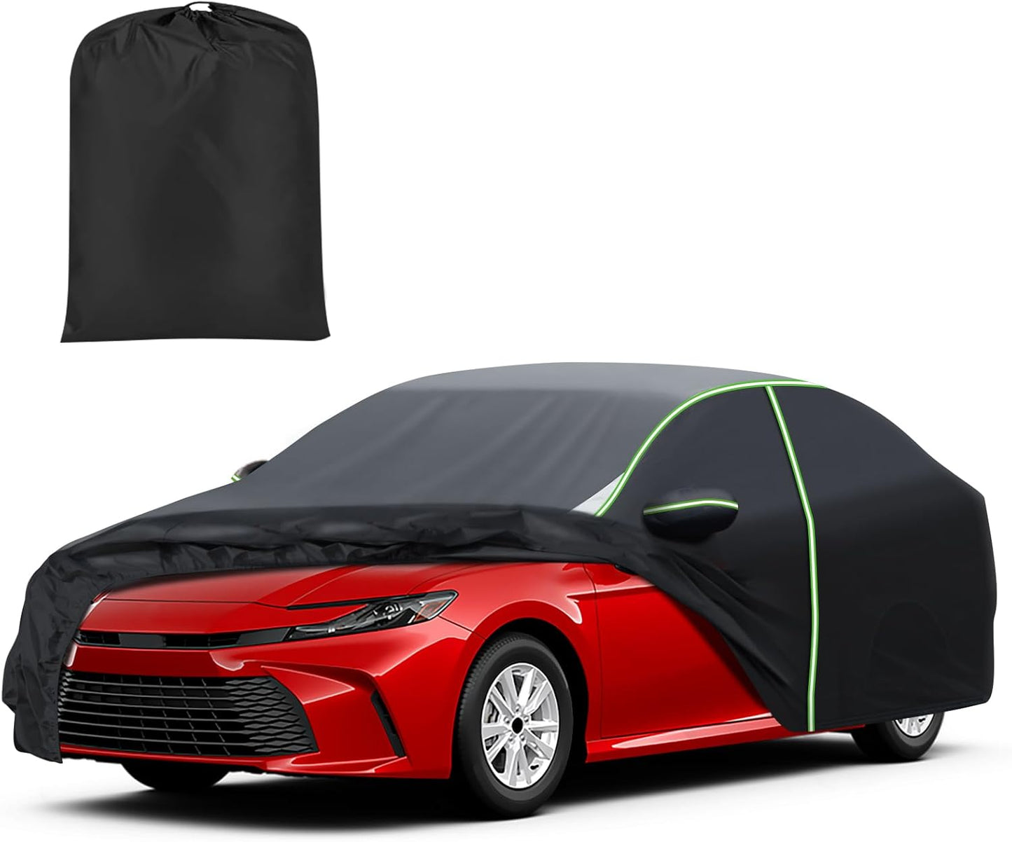 Mixsuper Liner Car Cover for Toyota Camry 1987-2025, 7 Layers Waterproof Car Cover Accessories for Camry with Zipper Door, Windproof Straps, Reflective Strips, Anti-UV, All Weather