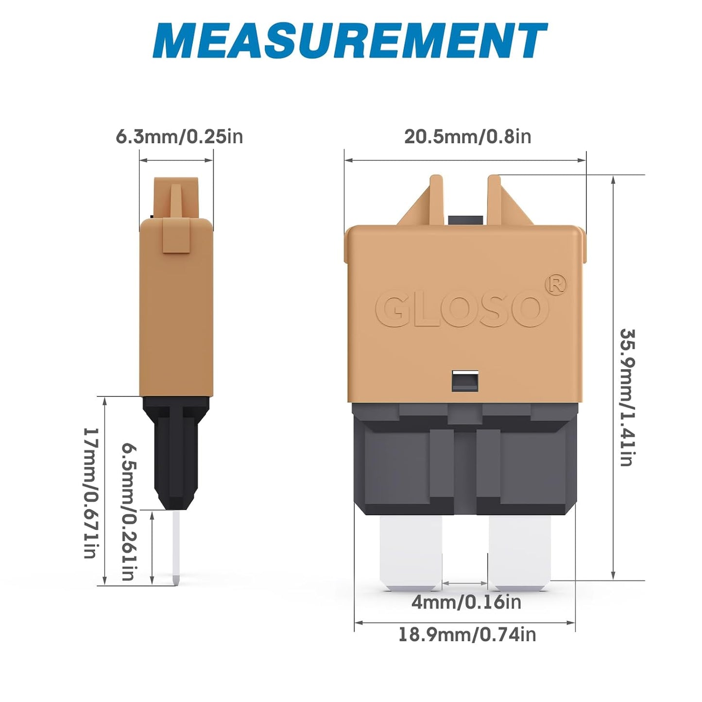GLOSO Circuit Breakers E39 Manual (T3) Reset Low Profile ATC/ATO (3A - 3 Pack)