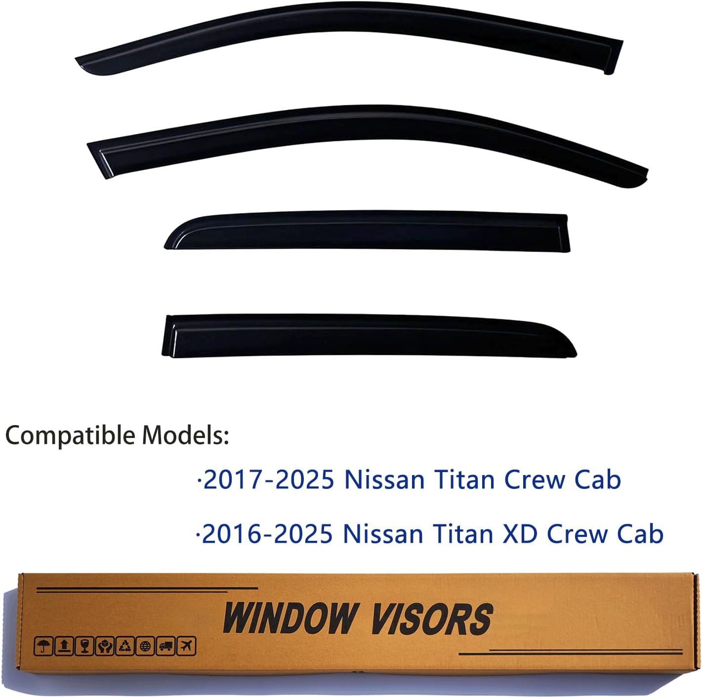 Window Visors Rain Guards fits 2017-2025 Titan, Out-Channel Window Wind Deflectors Vent Shades Accessories for Titan XD Crew Cab 2016-2025, Dark Smoke 4 Pcs, 2018 2019 2020 2021 2022 2023 2024