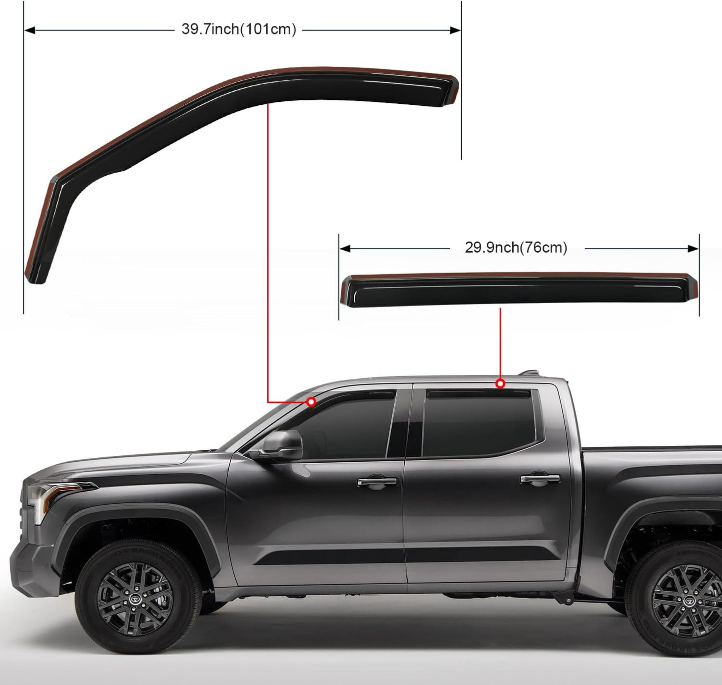 Nilight in Channel Window Deflectors for Toyota Tundra 2022 2023 2024 2025 Crew Max Vent Window Visors, Rain Guards-4PCS