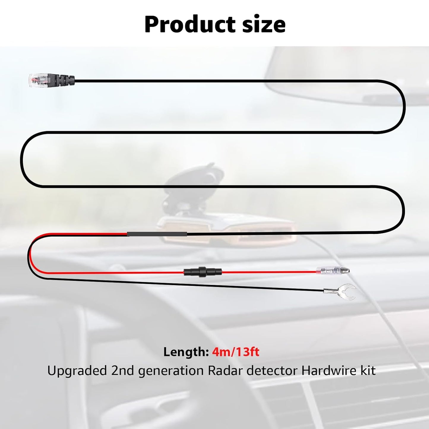 Radar Detector Hardwire Kit with RJ-11 Telephone Style Jack Direct Wire Wiring Kit Compatible with Escort Valentine One Uniden Beltronics Cobra Multiple Fuse Sizes Power Cord Cable