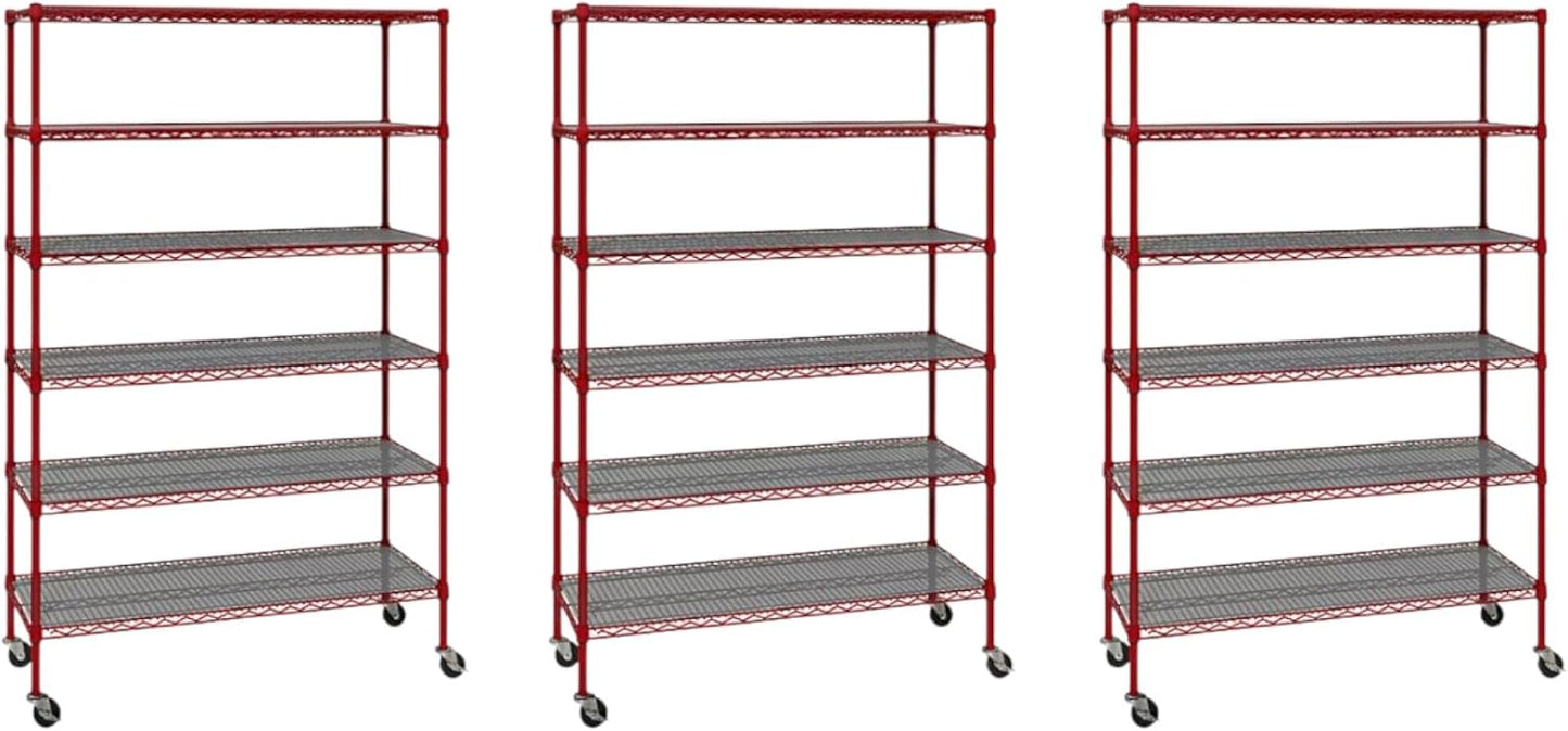 Generic Organize in Style with The Members Mark 6-Tier NSF Heavy Duty Wire Shelving, 47.75"" W x 18"" D x 75.5"" H (Red, 3 PACK)