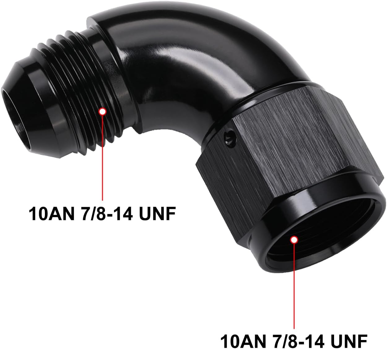 90 Degree 10AN Male to 10AN Female Swivel Full Flow Fitting Adapter Coupler Aluminum Black