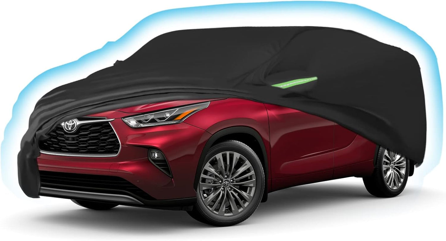 Proadsy 2025 Upgrade Car Cover for Toyota Highlander 2020-2025, Waterproof All Weather, Windproof Snowproof Rain Hail Sun UV Protection Full Outdoor Indoor Exterior Car Covers, Black