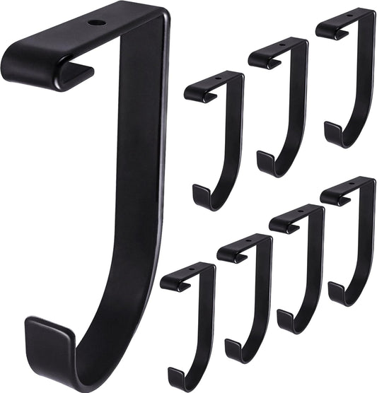 8-Pack Heavy Duty Add-On Flat Hook Accessory for Garage Ceiling Storage Rack and Wall Shelving, Alloy Steel, Black - Suitable for FLEXINOUMTS Racks and Shelves