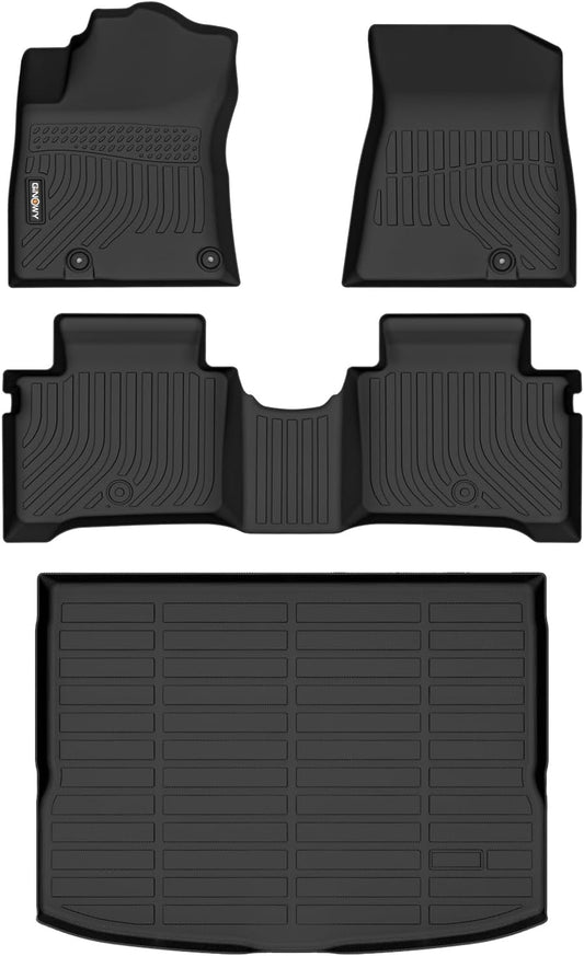 GINOWY- Floor Mats & Cargo Liner for Kia NIRO & NIRO Hybrid (Not for NIRO EV/PHEV) 2023 2024 2025, TPE All Weather Car Mats for Kia NIRO Trunk Mat Floor Liners Accessories