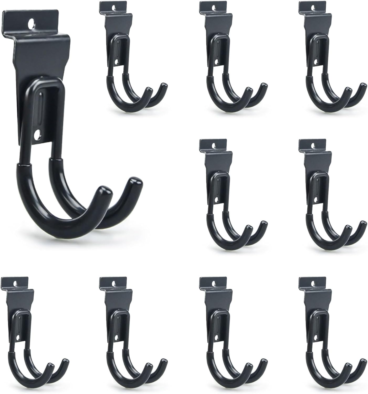 Slatwall Hooks Heavy Duty Slatwall Accessories Small J Hooks Garage Slat Wall Hooks and Hangers, Black(10 Pack)