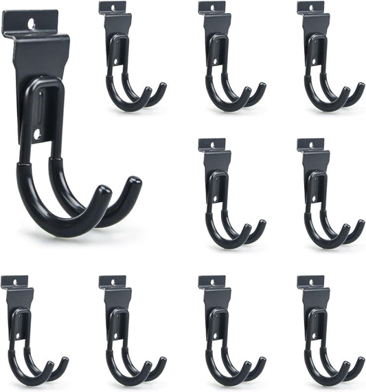 Slatwall Hooks Heavy Duty Slatwall Accessories Small J Hooks Garage Slat Wall Hooks and Hangers, Black(10 Pack)