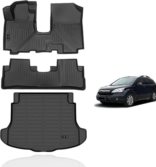 KELCSEECS Floor Mats & Cargo Liner for 2007 2008 2009 2010 2011 Honda CRV Car Mats Automotive Cargo Mat Floor Liners Trunk Mat CR-V All Weather Floor Mats Trunk Liner Accessories