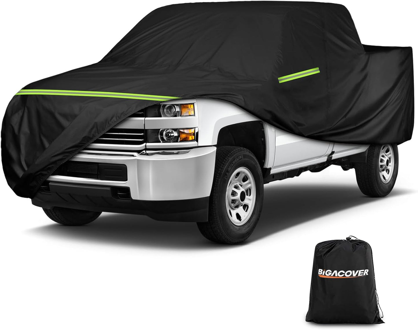 Truck Cover for Chevy Silverado Crew Cab Long Bed 8.3ft Heavy Duty Waterproof Car Covers with Zipper All Weather Full Pickup Cover Custom Fit 2000-2022 Chevy Silverado 2500 3500HD (UP to 266''L)