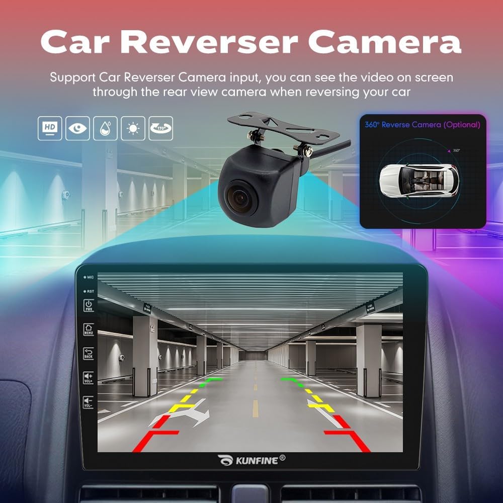 Kunfine Car CarPlay Android Auto Navigation Stereo GPS Radio Reverse Camera Display 9" IPS Touchscreen Headunit Tablet Pad Media Player For Peugeot 301 2013-2022, if Applicable Octa Core 3G+32G Silver