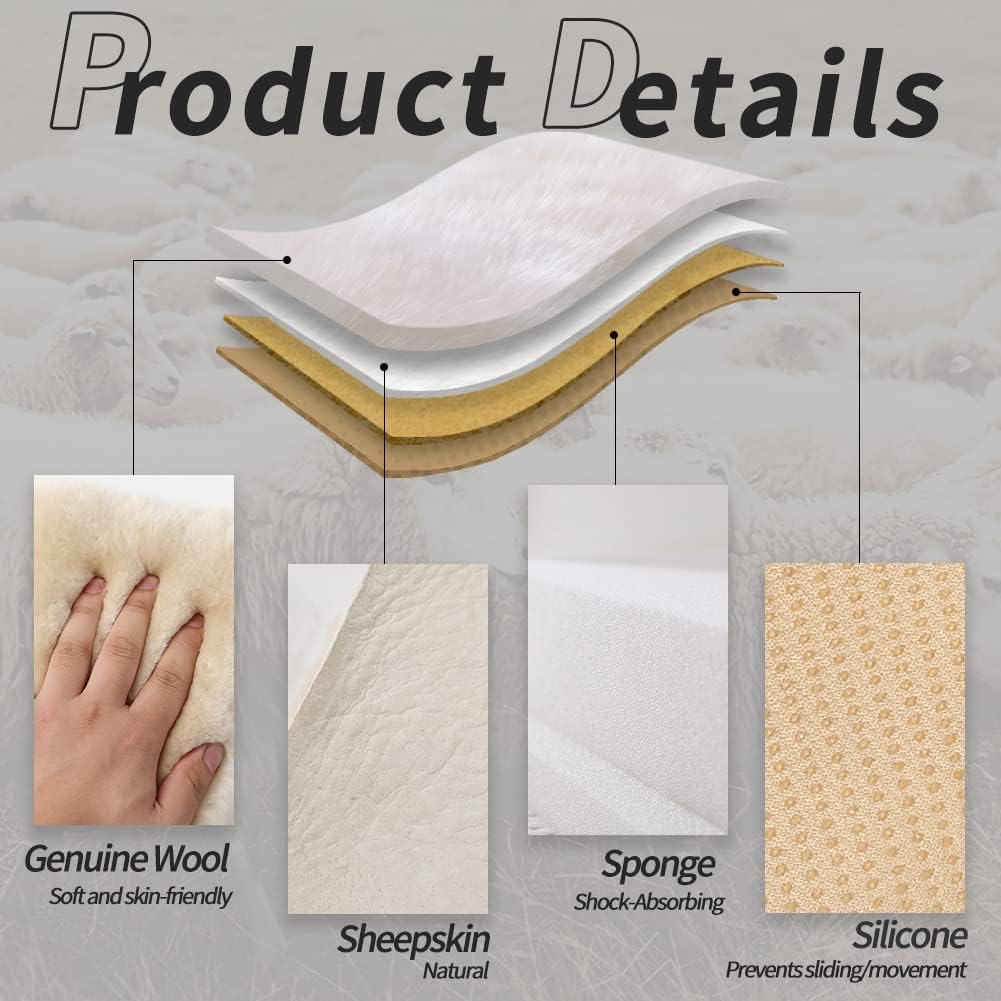 LLB Genuine Sheepskin Car Seat Cushion Seat Covers for Cars Trucks SUV Comfort Seat Protector Pad for Car Driver Seat Car Accessories for Women Office Chair Car Decor (Black Front Seat Cushion-1 Pc)