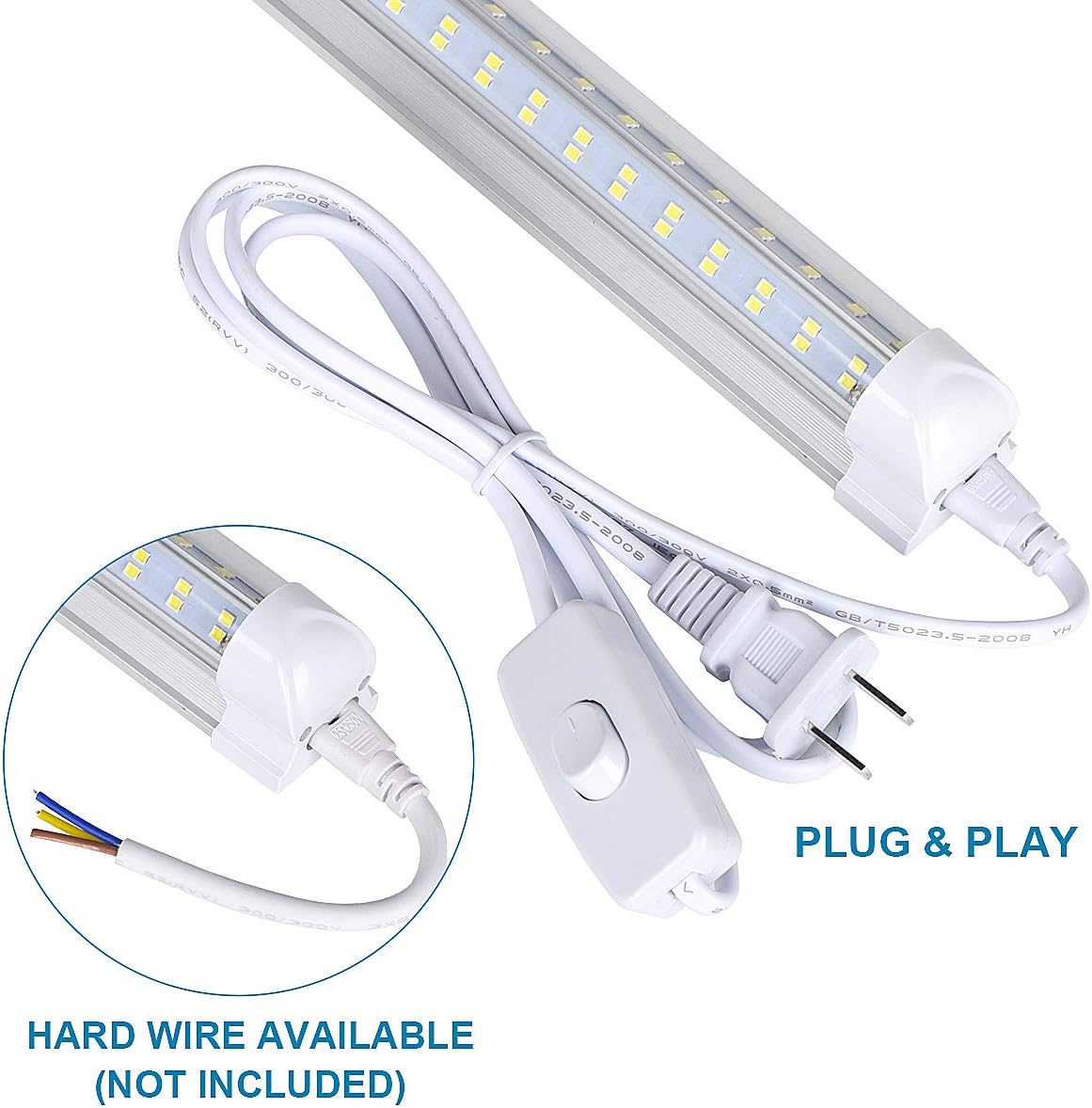 25 Pack,LED Shop Light, 4FT LED Light Fixtures, 60W 6500LM 6000K Cool White, V-Shaped T8 LED Tube Lights, High Output, Clear Cover, 4 Foot LED Shop Lights for Garage