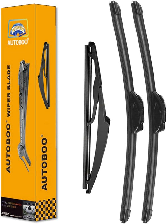 AUTOBOO 24"+18" Windshield Wipers with 10" Rear Wiper Blade Replacement for Jeep Compass 2018 2019 2020 2021 2022 2023 -Original Factory Quality (Pack of 3)