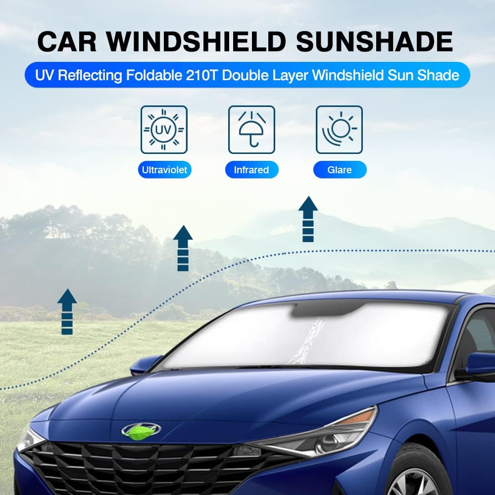 KUST Windshield Sun Shade for 2021-2024 2025 2026 Hyundai Elantra Accessories Sunshade Window Sun Visor Protector Foldable Blocks UV Rays Keep Your Car Cooler