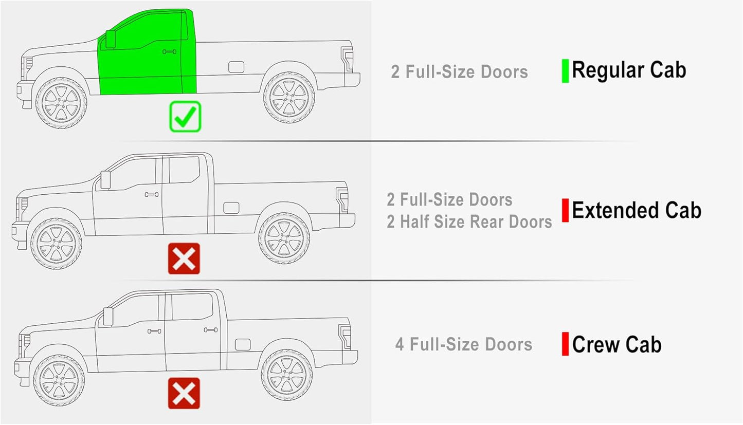 APS Black Running Boards Style Compatible with Ford F150 2015-2025 Regular Cab & F-250 F-350 Super Duty 2017-2025 (Nerf Bars Side Steps Side Bars)