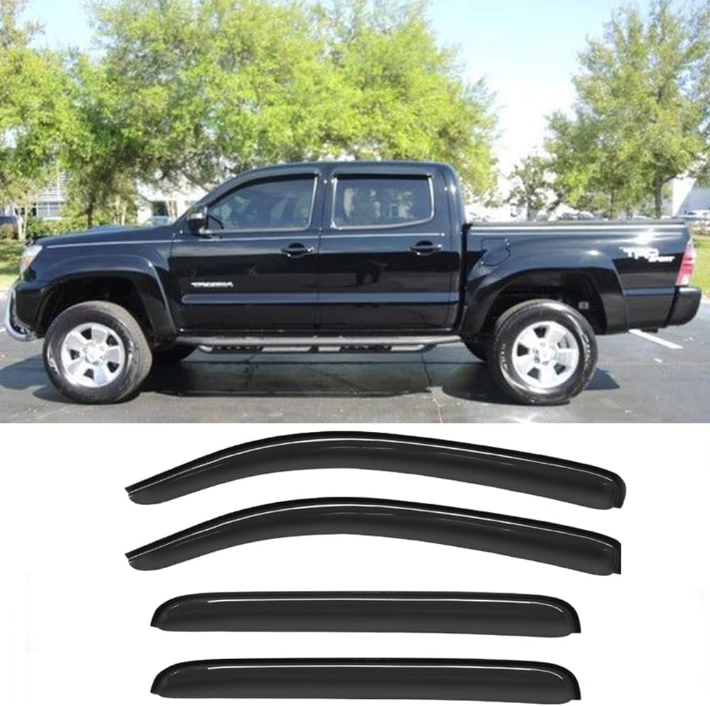 94270 Original Side Window Visors Wind Deflector,4pcs Outside Mount Style Nice Sun Rain Guards Set fit for 2024-2025 Toyota Tacoma Double Cab with 4 Full Size Doors Pickup