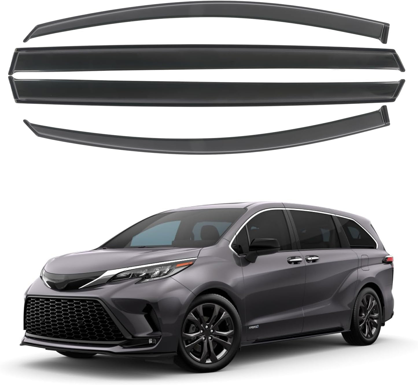 Rain Guards Fits for 2021-2024 Toyota Sienna, Outside Mount Side Window Wind Deflectors, Smoke Tinted Vent Window Visors Shield 2021 2022 2023 2024