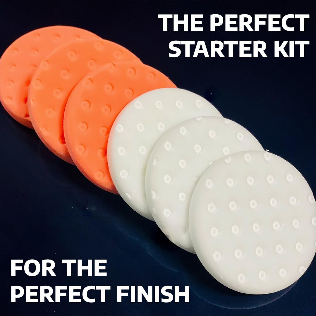 Smart Foam Pads Dual Action 5.5 inch Cut and Polish Combo (3-White, 3-Orange, 5.5 inch) | Perform 2-Step Compounding/Polishing Automotive Paint Correction Detail with Ease!