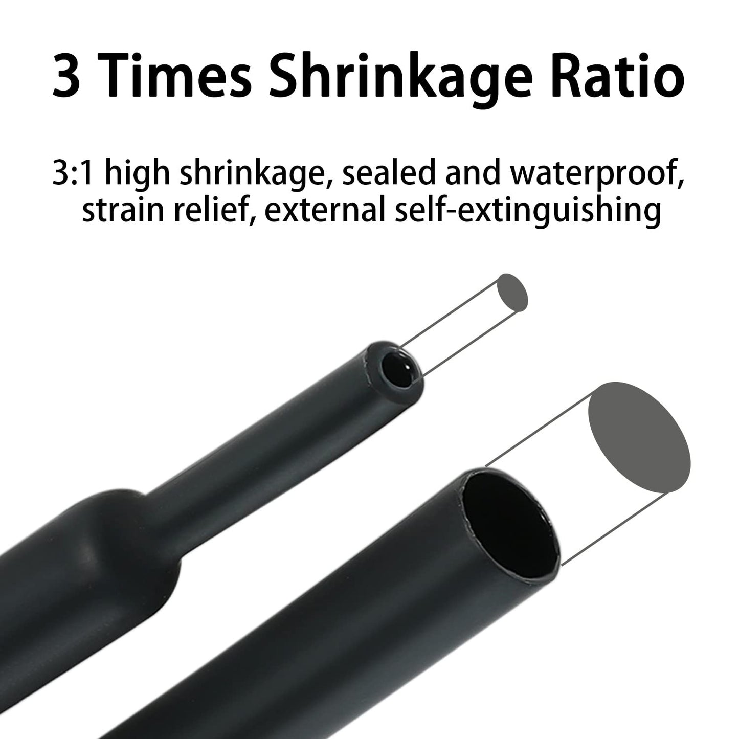 3:1 Ratio Heat Shrink Tubing Roll Adhesive Lined Industrial Marine Grade Dual Wall Heat Shrink Tube Waterproof and Sealed Black (5/8 inches(15.4 mm), 10 Feet)