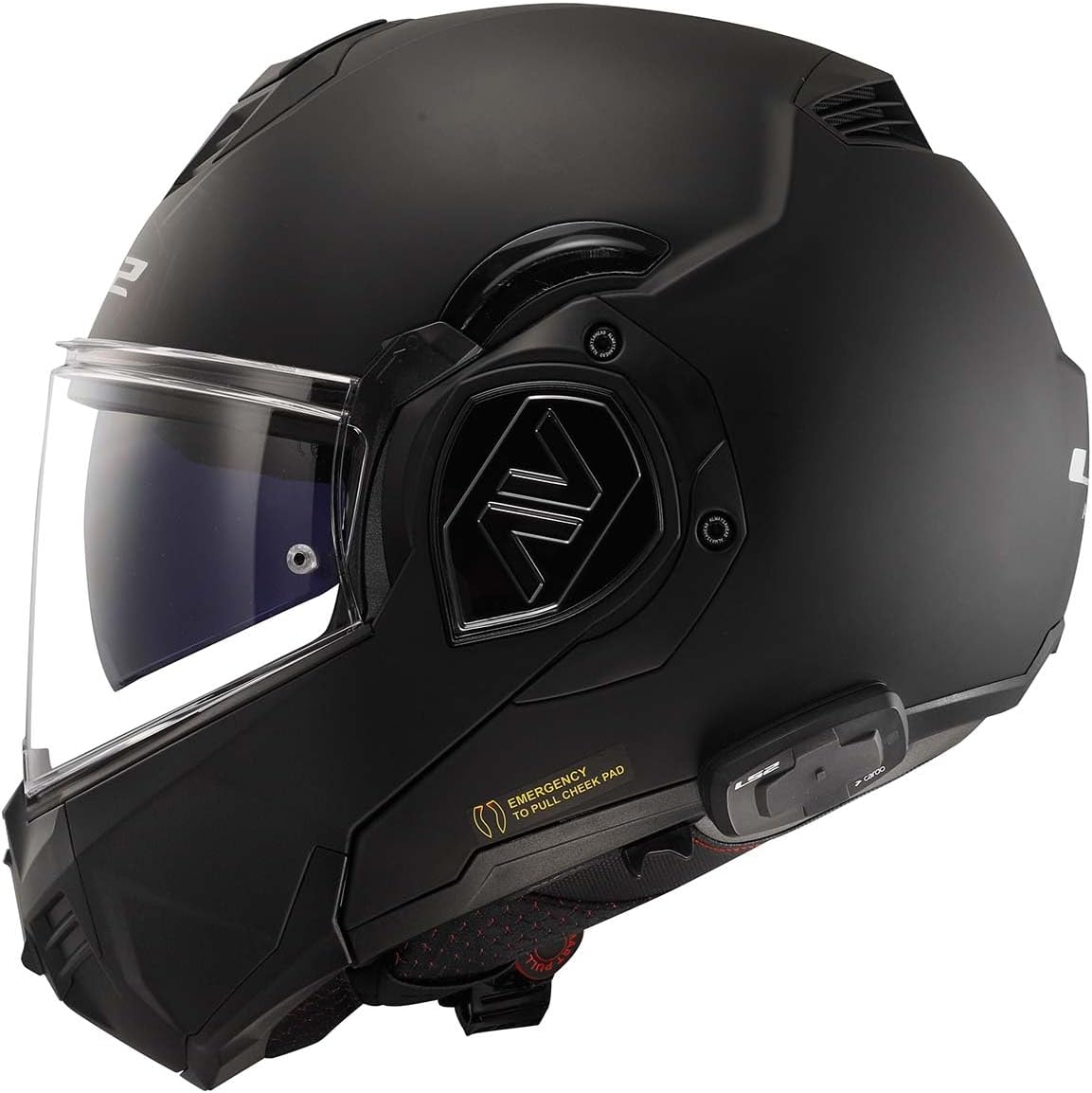 LS2 Helmets Advant Modular Helmet with Integrated Cardo 4X Bluetooth (Noir Matte Black - Medium)