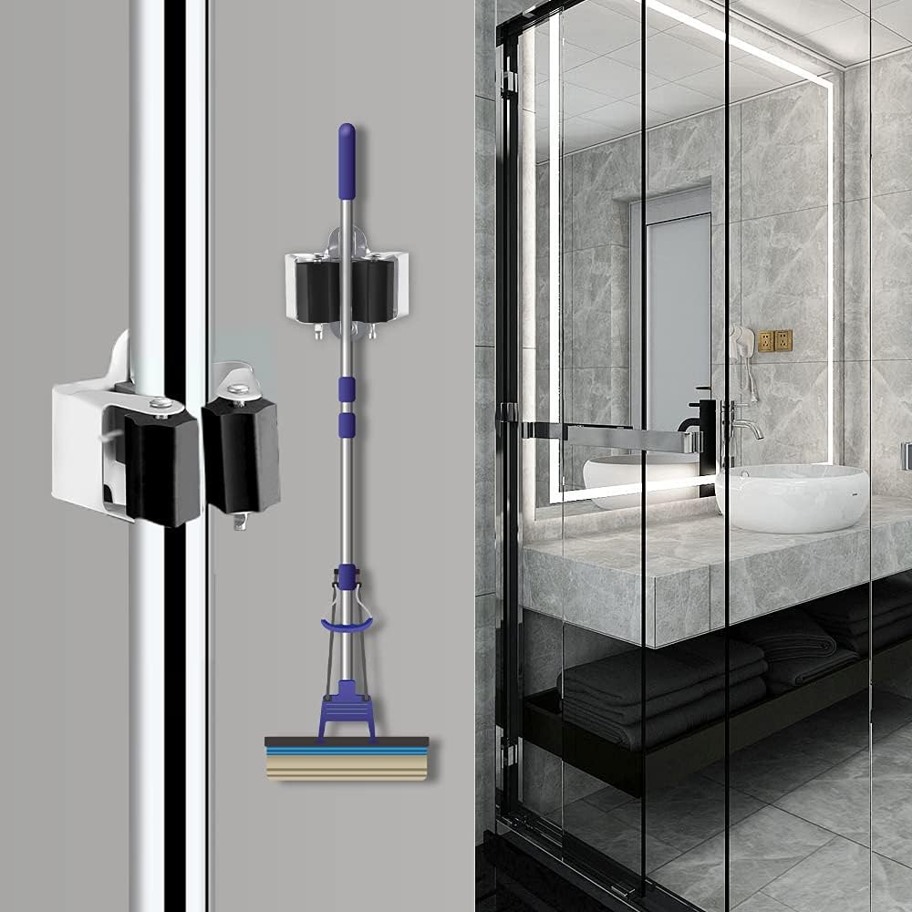 3-H Broom Hanger,Mop Holder Wall Mount 20 Pack, Broom Holder Wall Mount for Hanging and Organizing Shovel,Rake,Brush,Yard Tools in Kitchen,Laundry Room,Bathroom,House(black)