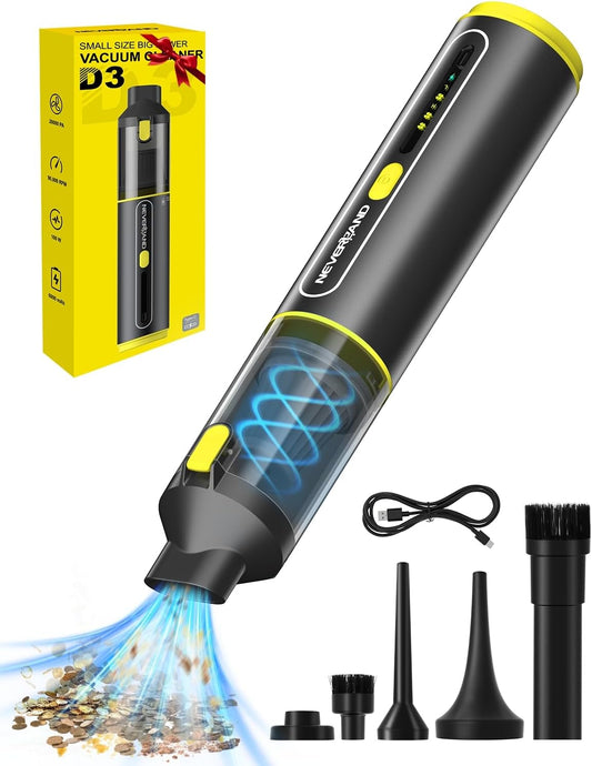 NEVERLAND Car Vacuum Portable Cordless - 20000Pa Powerful Suction Handheld Vacuum Cleaner Blowing & Inflating 4-in-1 Mini Vacuum Cleaner for Car, Office Desk, Keyboards