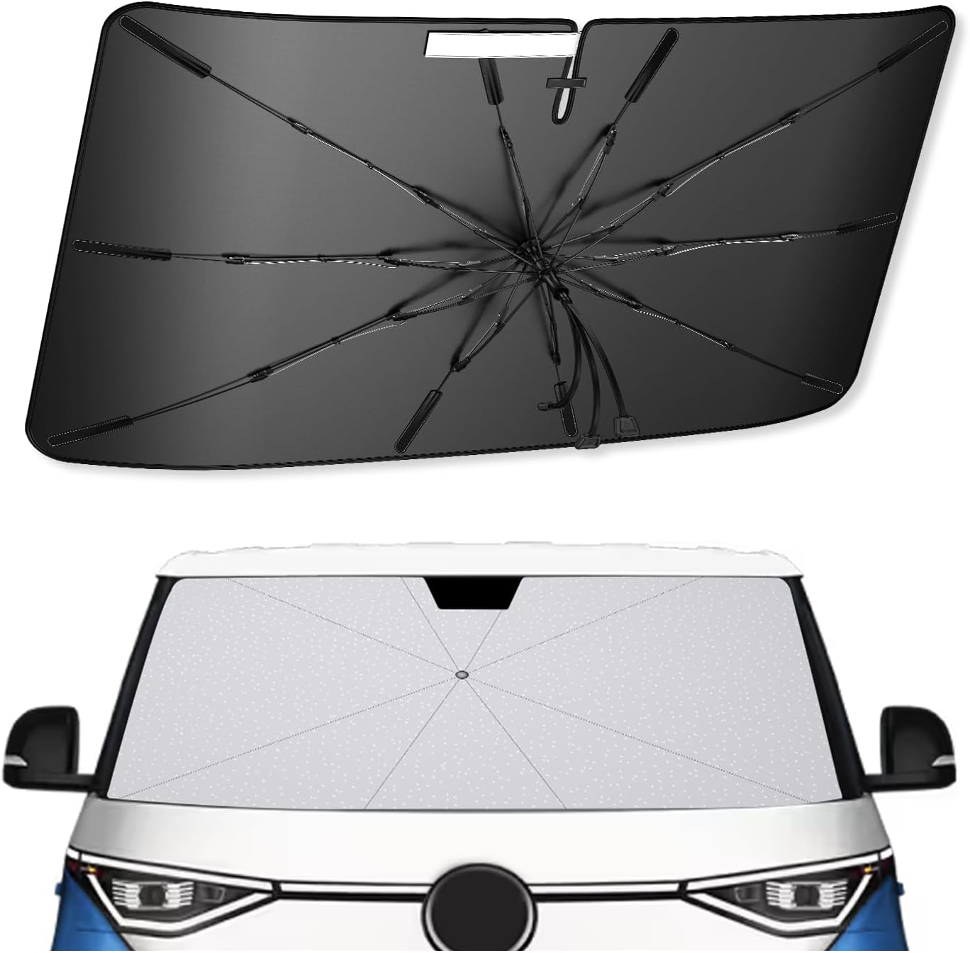 SXCY for 2023-2025 VW ID.Buzz Windshield Umbrella Sunshade [Easier Foldable] for 2025 VW ID.Buzz Accessories 2025 ID.Buzz Sunshade Umbrella for 2025 ID.Buzz Windshield Sun Shade Umbrella Protect