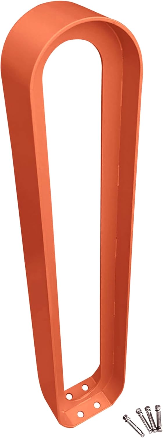 Sandbaggy Modern Commercial Bike Rack | 6.5” x 3” x 35” Oval Design | In-Ground | Anchor Bolts Included (Orange, 5)