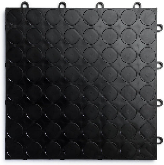Big Floors RaceDeck CircleTrac, Interlocking Non-Slip Garage Flooring Tile, Durable, Modular, Heavy-Duty Copolymer, Easy Install (Black, 48 Pack of 12 x 12" Tiles)