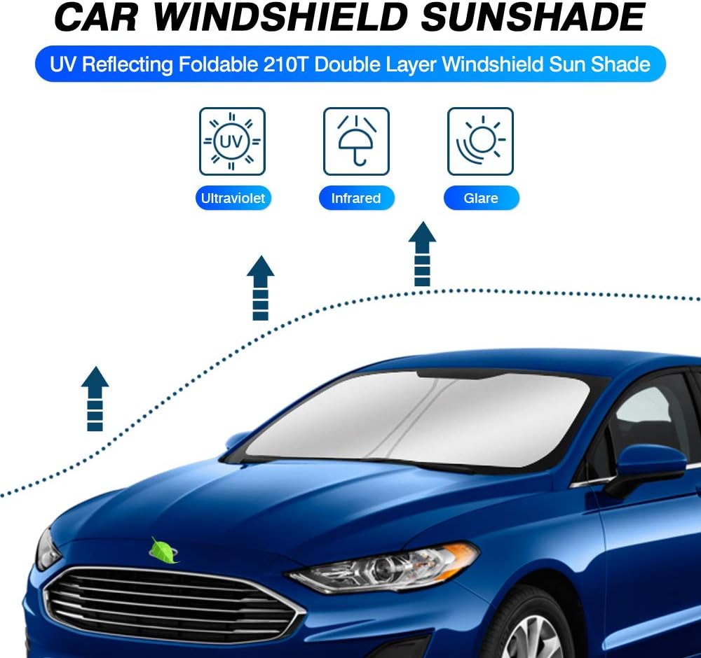 KUST Windshield Sun Shade for Ford Fusion 2013-2021 Front Window Screen Cover Sun Visor Protector Foldable Blocks UV Rays Keep Your Car Cooler
