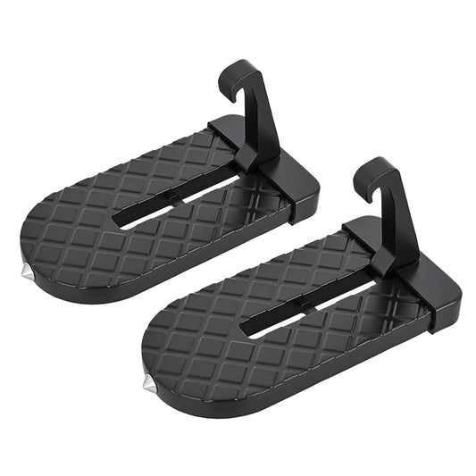 Nilight Car Door Step for Roof Access Universal Car Step Hook for Roof SUV Trucks Folding Aluminum Alloy Vehicle Door Latch Step Pedal with Glass Breaker Safety Hammer, Max Load 400lbs, 2 Pack Black