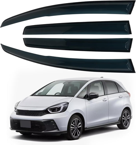 4PCS Rain Guards Window Visors Fits for Honda FIT (Jazz) 4-Door 2015-2020, Front & Rear Wind Deflector, Outside Mount Vent Shade Shield, 2016 2017 2018 2019 Exterior Car Accessories