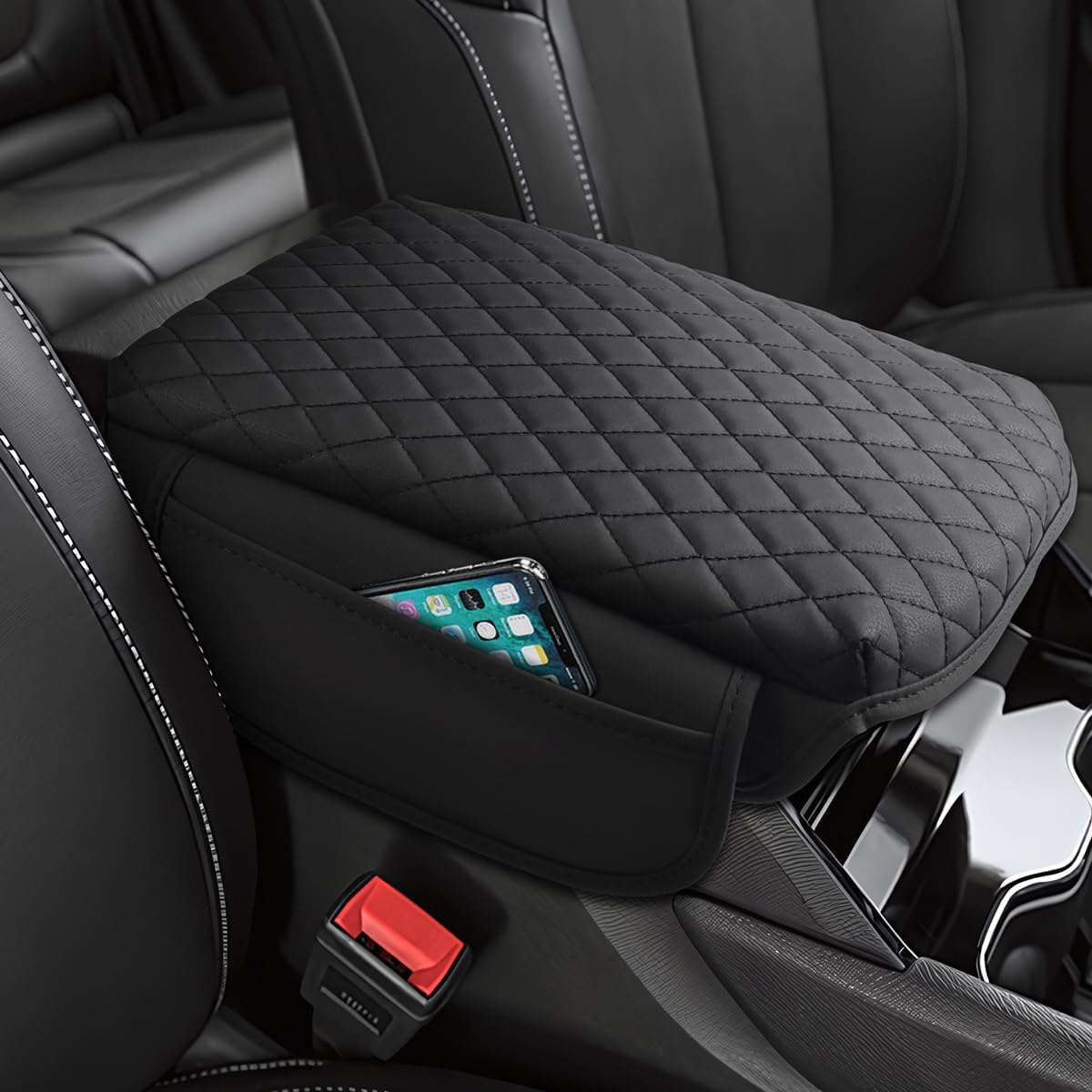 Shademax Custom for Center Console Cover Jeep Grand Cherokee WL 2022-2024 2025 2026 Accessories Armrest Cover Center Console Pad PU Leather Armrest Seat Box Cover Protector with Pockets Storage Bag