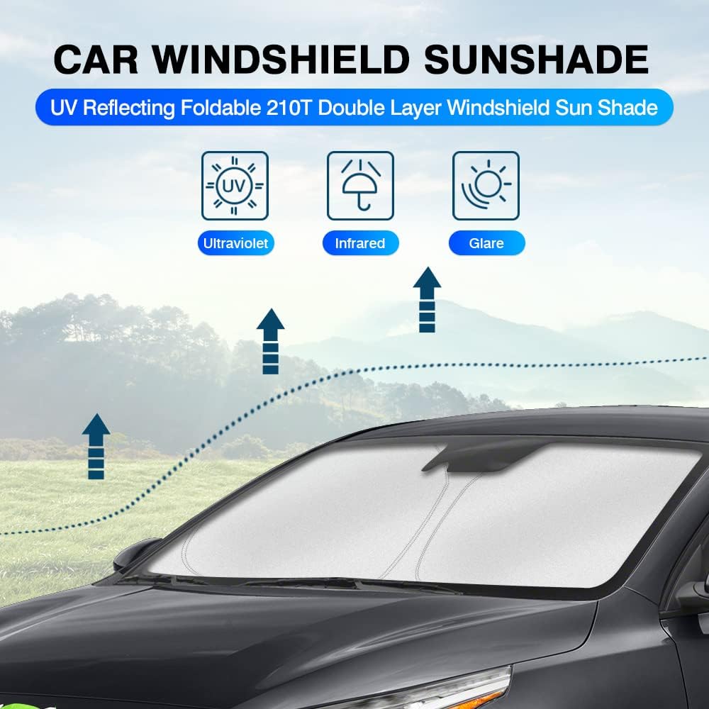 KUST Windshield Sun Shade for Kia Forte Accessories 2019-2024 Window Sunshade Sun Visor Protector Foldable Blocks UV Rays Keep Your Car Cooler
