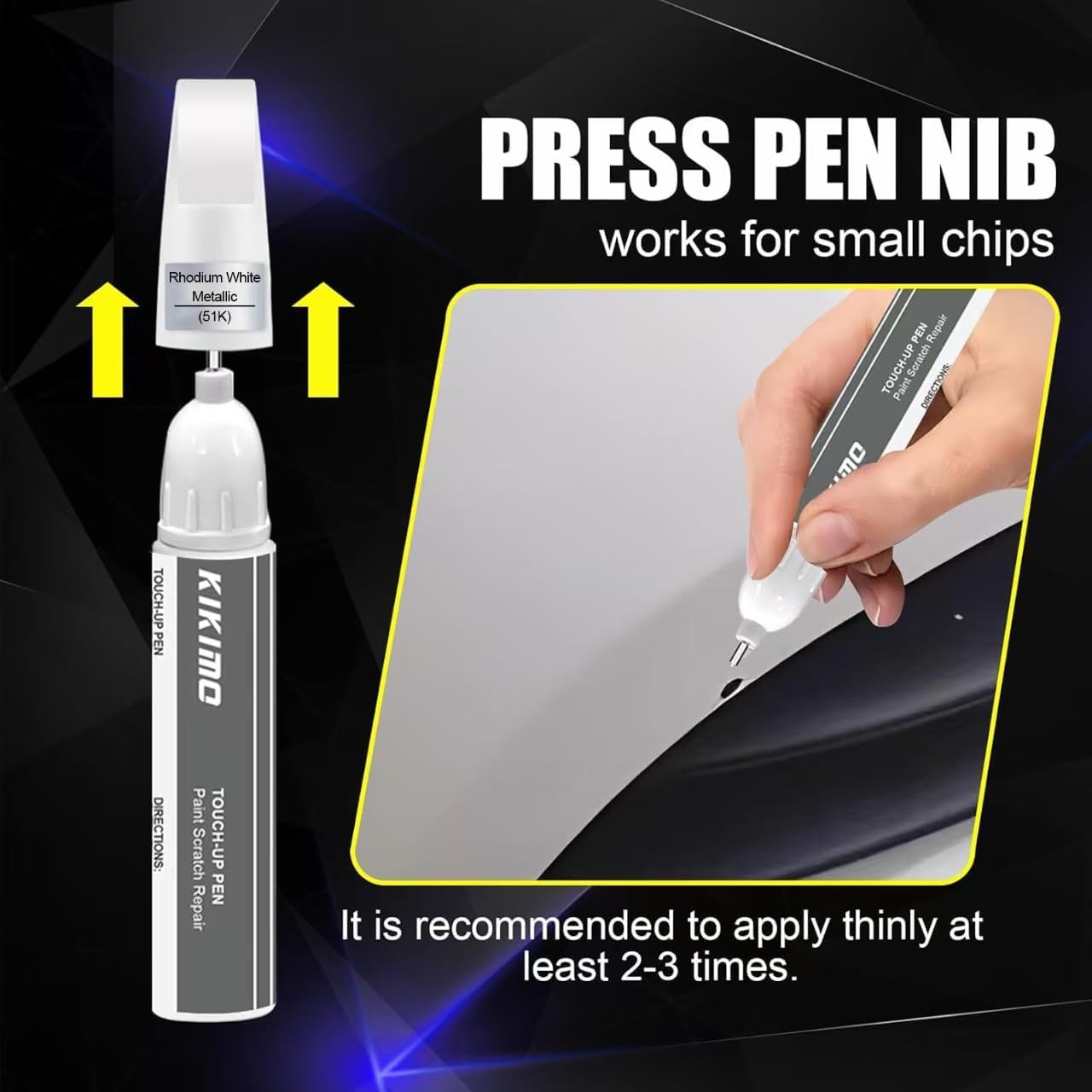 KIKIMO for Mazda Touch Up Paint(Snowflake White Pearl Mica(25D)), Car Paint Repair Kit for Mazda, 2 In 1 Scratches Repair with Pen Tip and Brush, Color-Matched for Quick & Easy Fix