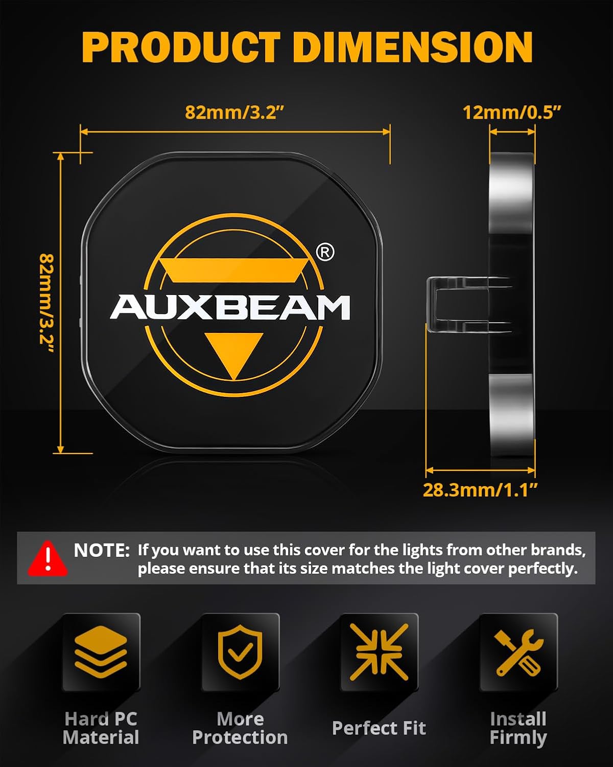Auxbeam 3" LED Pod Light Covers, XP-Ultra Series PC Lens Offroad Protective Covers for Specific Light Model (No Compatible Color Play Series)