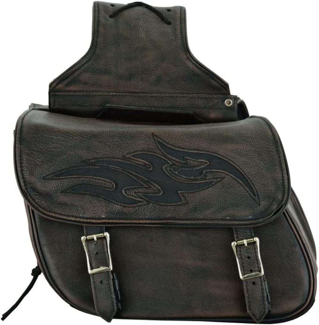 GARGOYLE BELLS Motorcycle Saddle Bags Leather Motorcycle Luggage Bag with Gun Holsters For Softails Sportsters and Choppers Waterproof Luggage Bags For Motorcycle