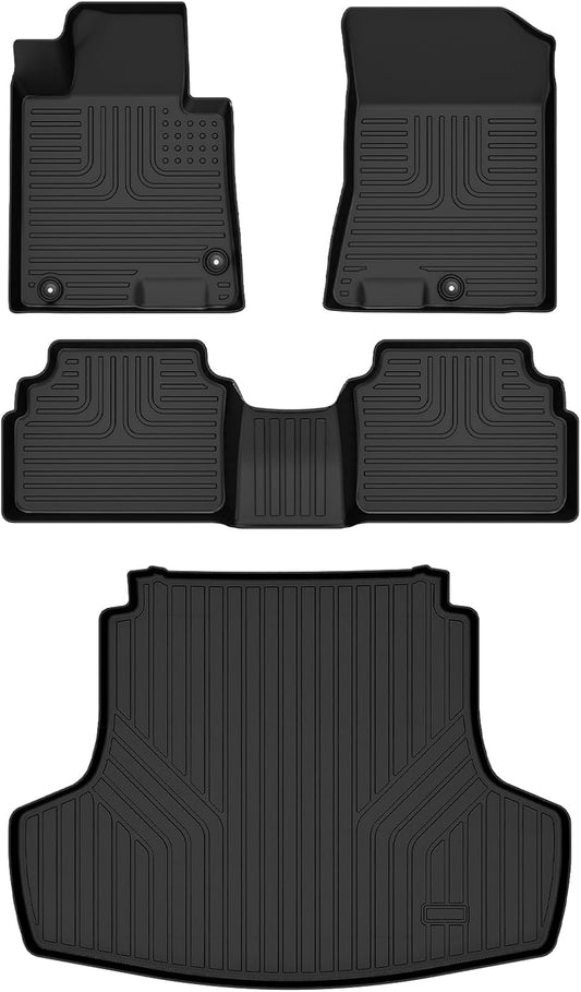 Wayhigh-All Weather Floor Mats and Cargo Liner Set Fit for Kia K5 2021-2025 (Only FWD Models) or for Hyundai Sonata/Sonata Hybrid 2020-2025 TPE Car Mats Waterproof Anti-Slip Floor Liners Accessories