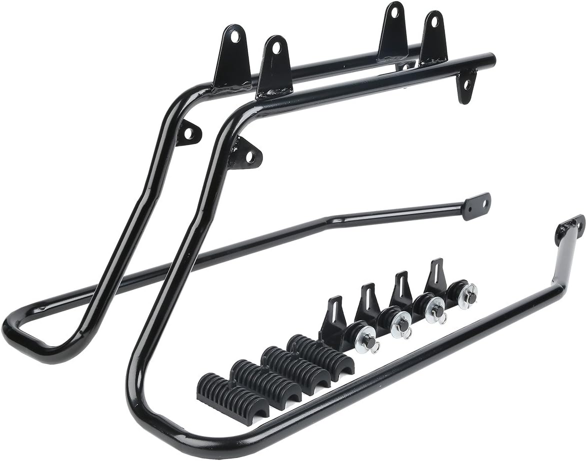 XFMT Vivid Black Motorcycle Saddlebags Hard Saddle Bags W/Black Conversion Bracket For Harley Softail Heritage Deluxe 1984-2017