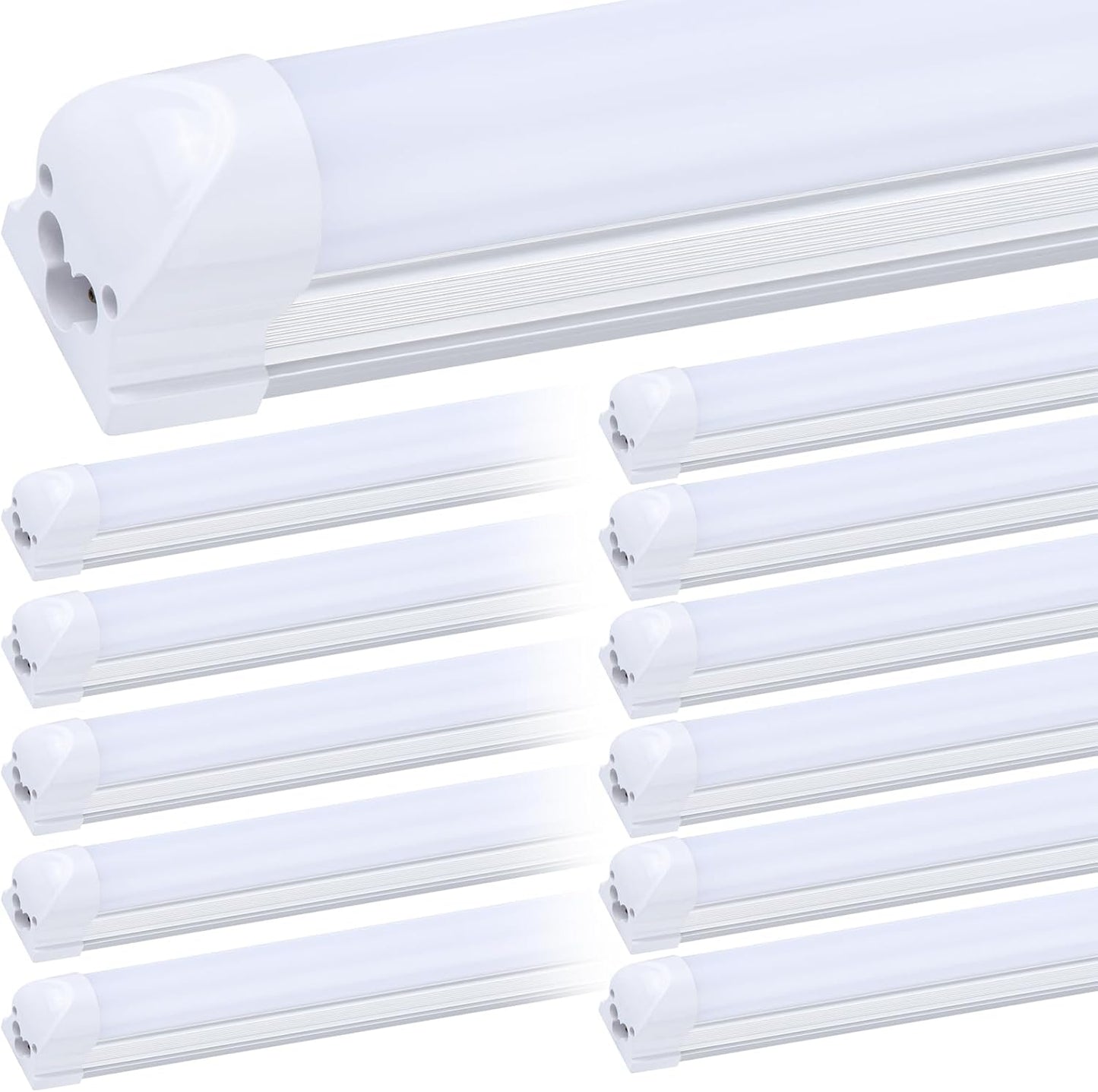 12 Pack,Led Shop Lights, 8FT Led Shop Light,100W 6000K 15000LM Clear White Frosted Cover,Led Shop Light 8FT 110V Linkable Integrated Flat-Shape for Shop Garage,Warehouse,