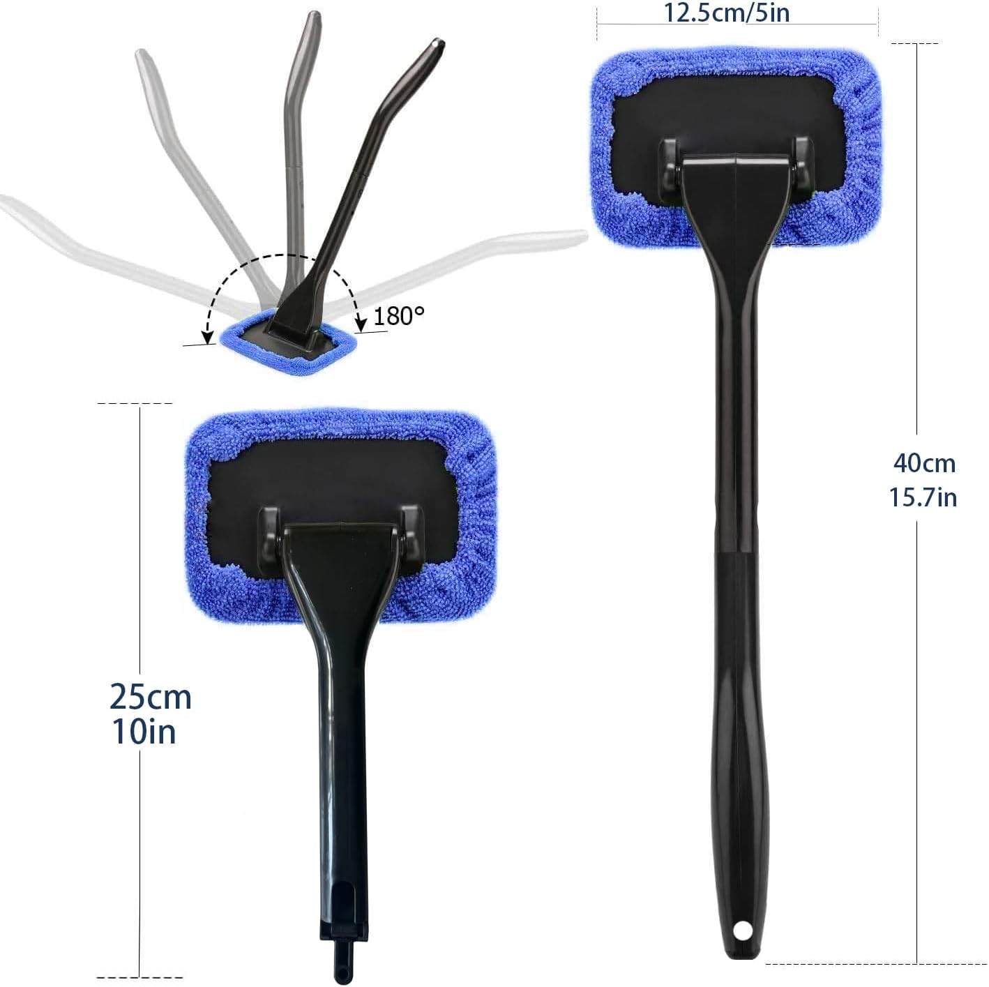 Windshield Cleaning Tool Windshield Cleaning Wand Auto Window Cleaner,5 Pieces Reusable Cloth Pads for Car Interior, Dirty Car Washing Brushes (Blue)