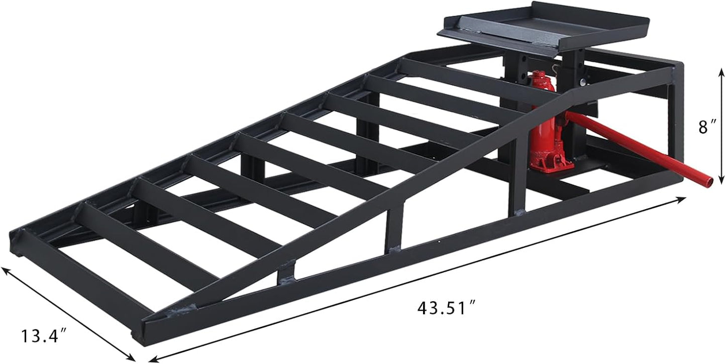 Hydraulic Car Ramps 11000lbs Low Profile Car Lift Service Ramps Truck Trailer Garage,Height Vehicle 2-PCS Black