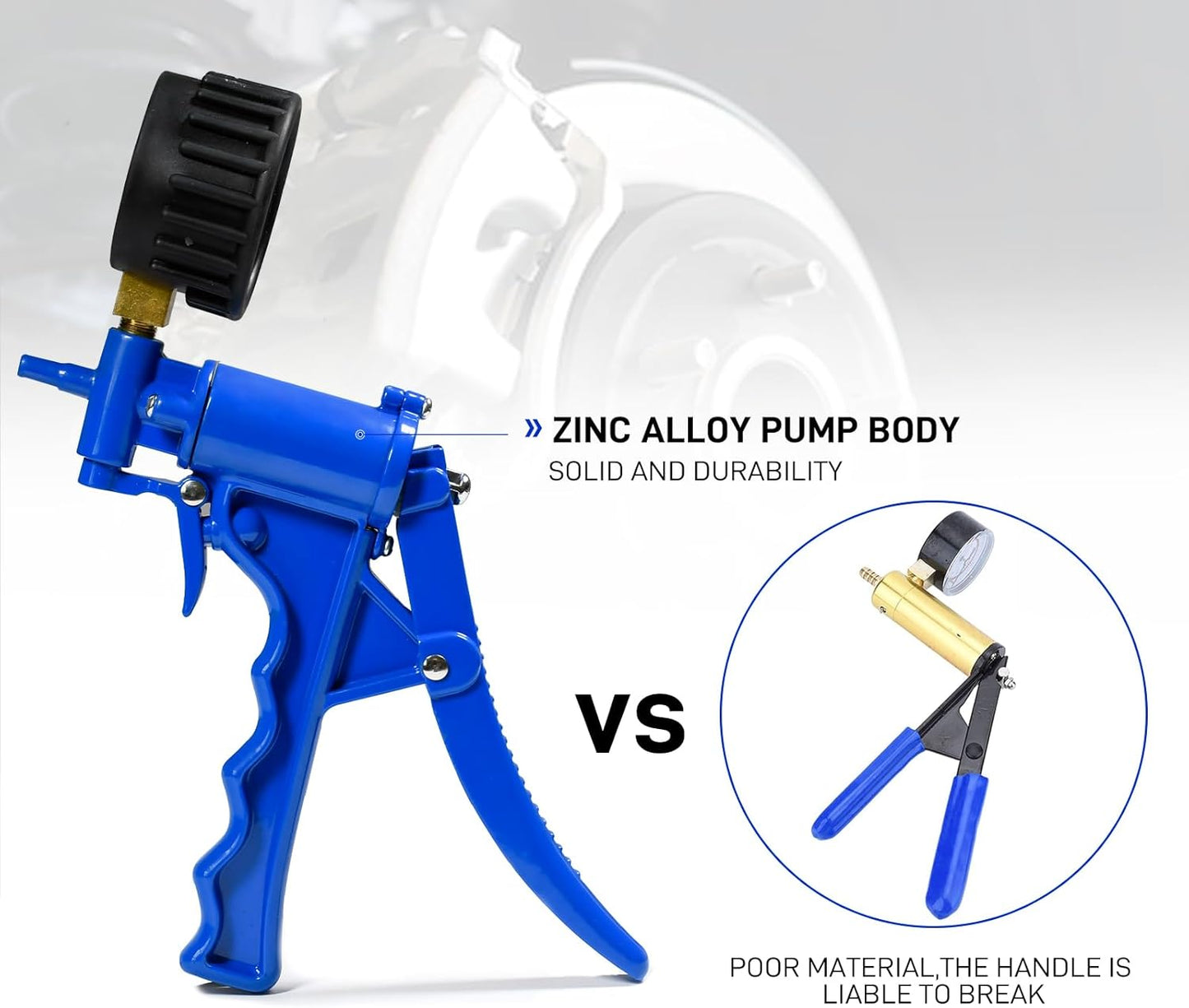 Hand Vacuum Pump Brake Bleeder kit One Person, Brake Clutch Bleeding Tune-up Kit for Brake Bleeding and Automotive Tester Blue